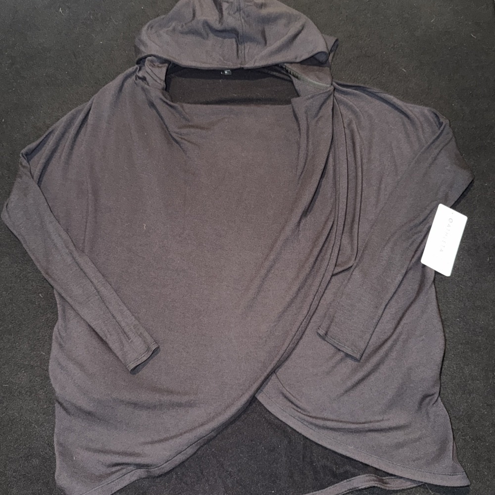 Athleta Black Long Sleeve Purana Wrap Sweatshirt Hoodie Women's Size M
